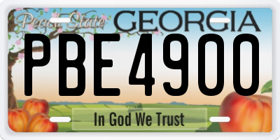 GA license plate PBE4900