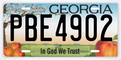 GA license plate PBE4902
