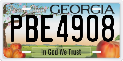 GA license plate PBE4908
