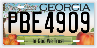 GA license plate PBE4909