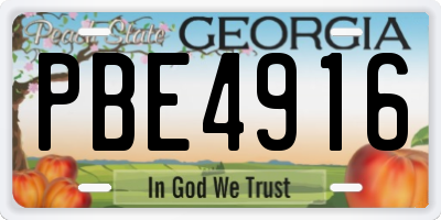 GA license plate PBE4916