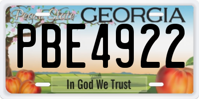 GA license plate PBE4922