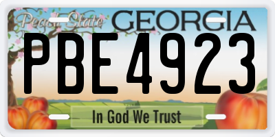 GA license plate PBE4923