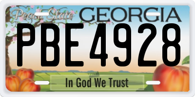 GA license plate PBE4928