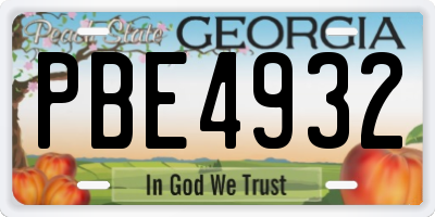 GA license plate PBE4932