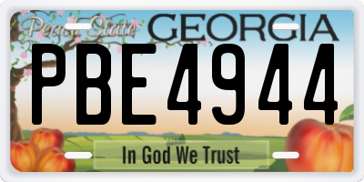 GA license plate PBE4944