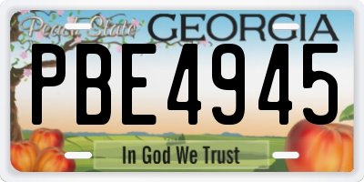 GA license plate PBE4945