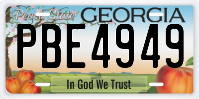 GA license plate PBE4949