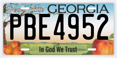 GA license plate PBE4952