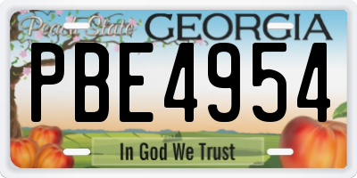 GA license plate PBE4954