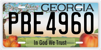 GA license plate PBE4960
