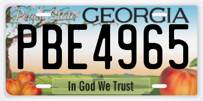 GA license plate PBE4965