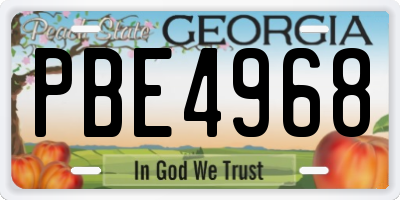 GA license plate PBE4968