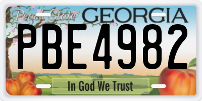GA license plate PBE4982
