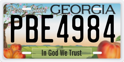 GA license plate PBE4984