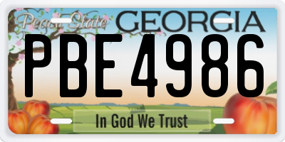 GA license plate PBE4986