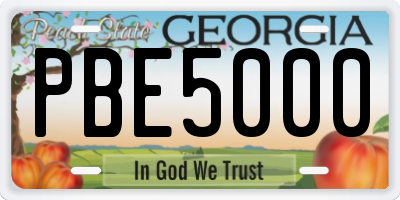 GA license plate PBE5000