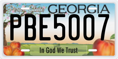 GA license plate PBE5007