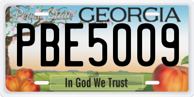 GA license plate PBE5009
