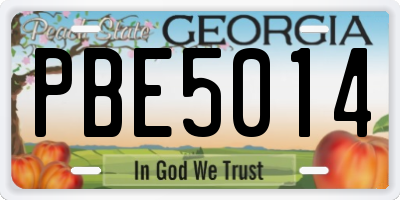 GA license plate PBE5014