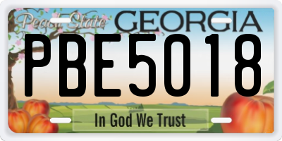 GA license plate PBE5018