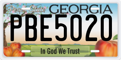 GA license plate PBE5020