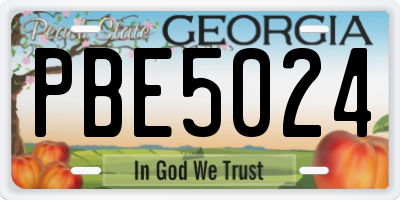GA license plate PBE5024