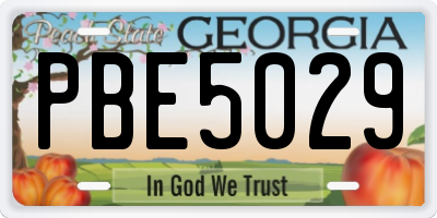 GA license plate PBE5029