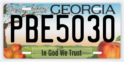 GA license plate PBE5030