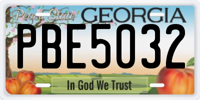 GA license plate PBE5032