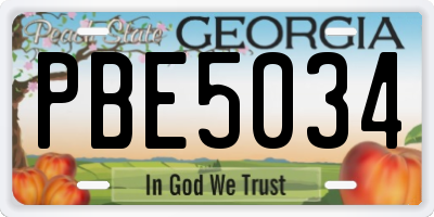 GA license plate PBE5034