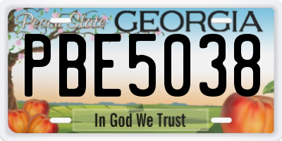 GA license plate PBE5038