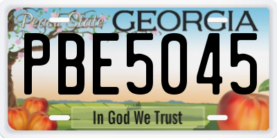 GA license plate PBE5045