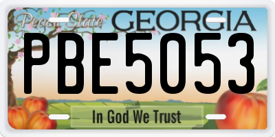 GA license plate PBE5053