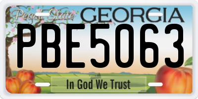 GA license plate PBE5063