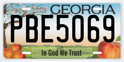 GA license plate PBE5069