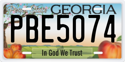 GA license plate PBE5074