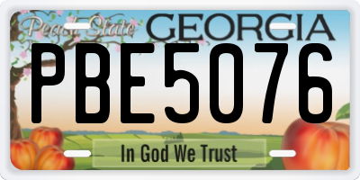 GA license plate PBE5076