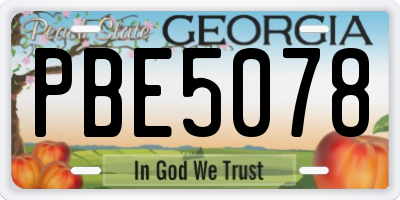 GA license plate PBE5078