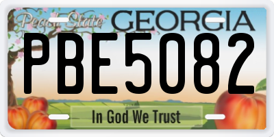 GA license plate PBE5082
