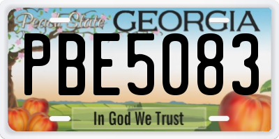 GA license plate PBE5083