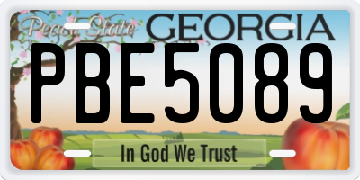 GA license plate PBE5089