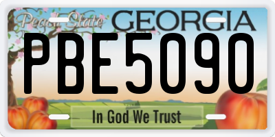 GA license plate PBE5090