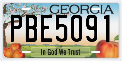 GA license plate PBE5091