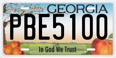 GA license plate PBE5100