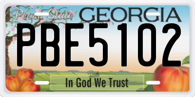 GA license plate PBE5102