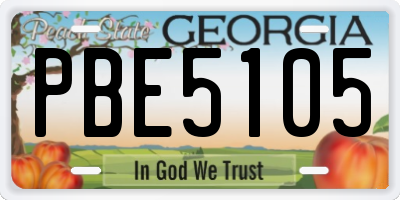 GA license plate PBE5105