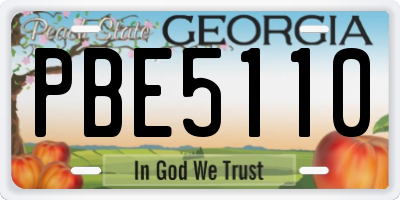 GA license plate PBE5110