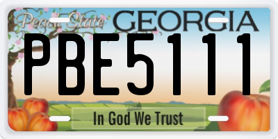 GA license plate PBE5111