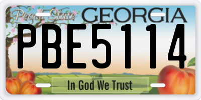 GA license plate PBE5114